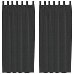 Vidaxl rideaux en voile avec passants 2 pcs noir