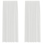 Vidaxl rideaux en voile avec passe - tringles 2 pcs blanc