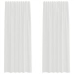Vidaxl rideaux en voile avec passe - tringles 2 pcs blanc