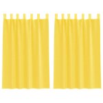 Vidaxl rideaux en voile avec passe - tringles 2 pcs jaune