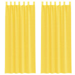 Vidaxl rideaux en voile avec passe - tringles 2 pcs jaune