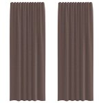 Vidaxl rideaux en voile avec passe - tringles 2 pcs marron