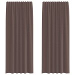 Vidaxl rideaux en voile avec passe - tringles 2 pcs marron