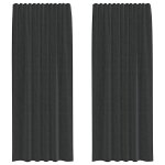 Vidaxl rideaux en voile avec passe - tringles 2 pcs noir