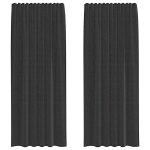 Vidaxl rideaux en voile avec passe - tringle 2 pcs noir