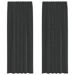 Vidaxl rideaux en voile avec passe - tringles 2 pcs noir