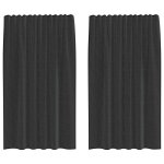 Vidaxl rideaux en voile avec passe - tringles 2 pcs noir Vidaxl rideaux en voile avec passe - tringles 2 pcs noir