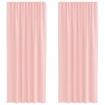 Vidaxl rideaux en voile avec passe - tringles 2 pcs rose