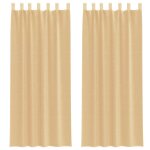 Vidaxl rideaux en voile avec passe - tringles 2 pcs sable