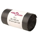 Vidaxl sacs poubelles 250 pcs noir 35 l