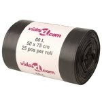 Vidaxl sacs poubelles 250 pcs noir 60 l