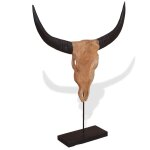 Vidaxl sculpture de crne de taureau teck 66x15x88 cm