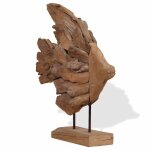 Vidaxl sculpture de poisson teck 40x12x57 cm