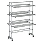 Vidaxl schoir  linge avec roues 89x64x129 cm aluminium