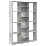 Vidaxl s�parateur de pi�ce / biblioth�que gris b�ton bois d?ing�nierie