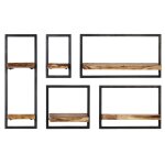 Vidaxl set d'tagres murales 5 pcs bois d'acacia massif et acier
