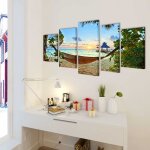 Vidaxl set de toiles murales imprim�es plage avec hamac 200 x 100 cm
