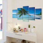Vidaxl set de toiles murales imprim�es plage avec palmier 200 x 100 cm