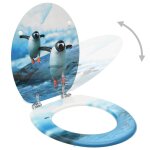 Vidaxl si�ges de toilette avec couvercle 2 pcs mdf design de pingouins