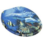 Vidaxl sige de toilette avec couvercle mdf dauphins