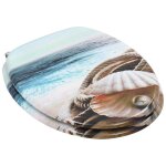 Vidaxl si�ge de toilette avec couvercle mdf design de coquille