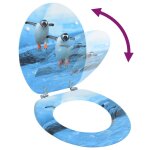 Vidaxl si�ge de toilette avec couvercle mdf design de pingouin