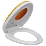 Vidaxl si�ge de toilette � fermeture en douceur blanc et jaune