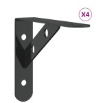 Vidaxl supports d'tagres 4 pcs 15x2, 5x11, 5 cm noir acier inoxydable