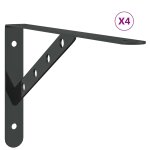 Vidaxl supports d'tagres 4 pcs 30x2, 5x15, 5 cm noir acier inoxydable