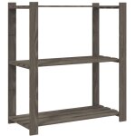 Vidaxl support de rangement � 3 niveaux gris 80x38x90 cm bois de pin