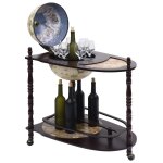 Vidaxl support de vin autoportant globe bois d'eucalyptus vert