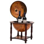 Vidaxl support  vin bar forme globe marron bois d'eucalyptus massif