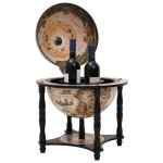 Vidaxl support  vin bar forme globe noir bois d'eucalyptus massif