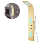 Vidaxl syst�me de panneau de douche acier inoxydable dor� incurv�