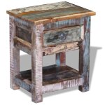 Vidaxl table d'appoint 1 tiroir bois de rcupration massif 43x33x51cm