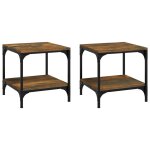 Vidaxl tables d'appoint 2 pcs ch�ne fum� 40x40x40 cm bois d'ing�nierie