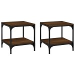 Vidaxl tables d'appoint 2 pcs ch�ne marron 40x40x40 cm bois ing�nierie