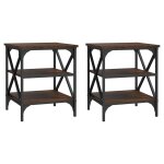 Vidaxl tables d'appoint 2 pcs ch�ne marron 40x42x50 cm bois ing�nierie