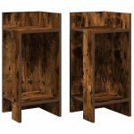 Vidaxl tables d'appoint 2 pcs avec tagre chne fum 25, 5x27x60 cm
