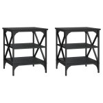 Vidaxl tables d'appoint 2 pcs noir 40x42x50 cm bois d?ing�nierie