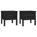 Vidaxl tables d'appoint 2 pcs noir 50x50x49 cm bois massif de pin