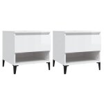 Vidaxl tables d'appoint 2pcs blanc brillant 50x46x50cm bois ingnierie