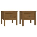 Vidaxl tables d'appoint 2pcs marron miel 50x50x49cm bois massif de pin