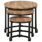 Vidaxl tables d'appoint 3 pcs bois de manguier brut
