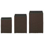Vidaxl tables d'appoint 3 pcs et dessus en verre marron résine tressée Vidaxl tables d'appoint 3 pcs et dessus en verre marron résine tressée