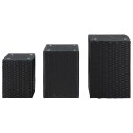 Vidaxl tables d'appoint 3 pcs et dessus en verre noir résine tressée Vidaxl tables d'appoint 3 pcs et dessus en verre noir résine tressée