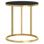 Vidaxl table d'appoint dor et noir 45 cm verre tremp