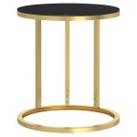 Vidaxl table d'appoint dor� et noir 45 cm verre tremp�