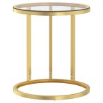 Vidaxl table d'appoint dor� et transparent 45 cm verre tremp�