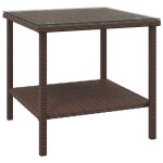 Vidaxl table d'appoint marron 45x45x45 cm poly rotin et verre tremp